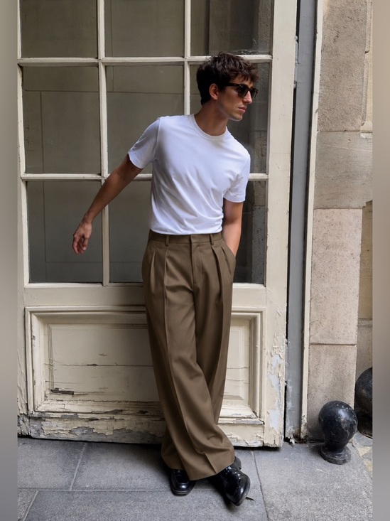 J. Crew Other - High rise double pleated wide leg tan trousers by J. Crew 100% Italian Wool